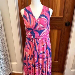Lilly Pulitzer Sloane Midi Dress - Bomber Blue Plume Bloom - L